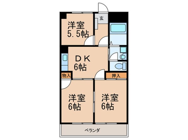 ライフ・モア本城B棟の物件間取画像